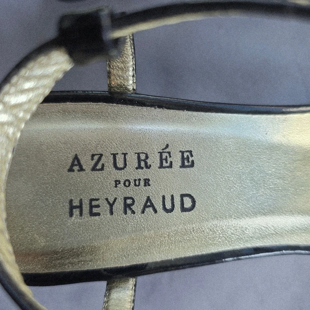 Azuree‎ Pour Heyraud Embellished Wedge Sandals Black Clear Strappy Woman Size 8